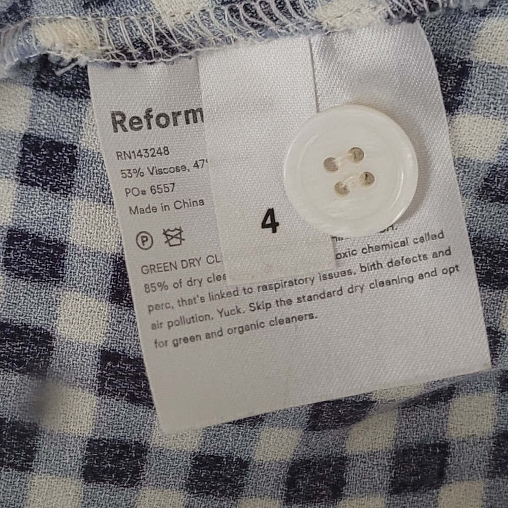 Reformation Navy and White Gingham Button-Front Mini Dress - Picture 5 of 6
